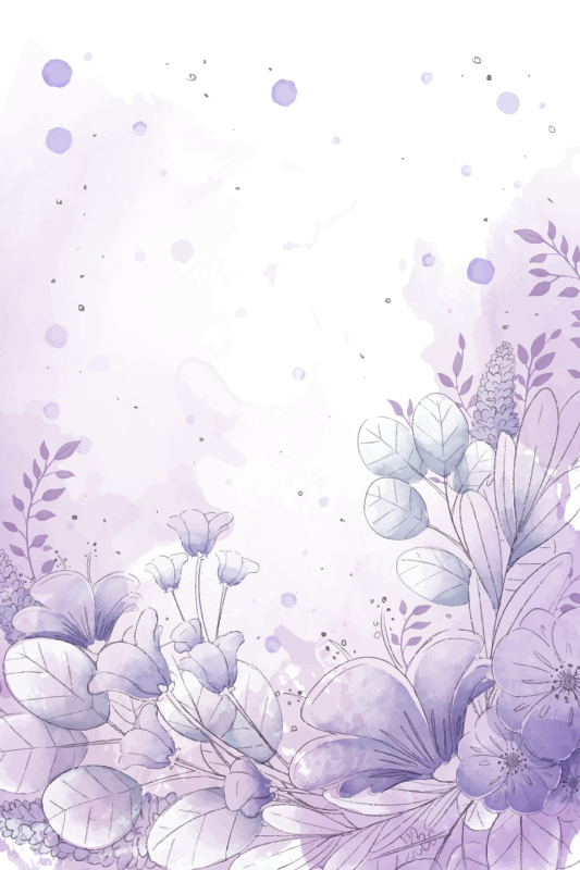 Lilla vinyl tæppe med lilla og blå blomster - TenStickers