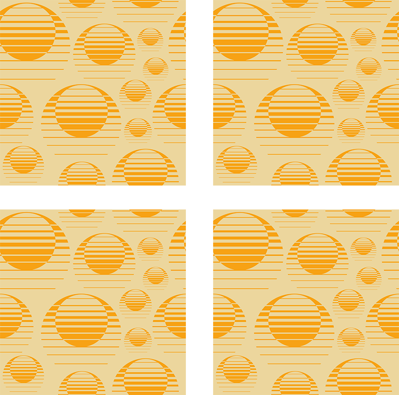 Orange vinyl tæppe retro sol tegning - TenStickers
