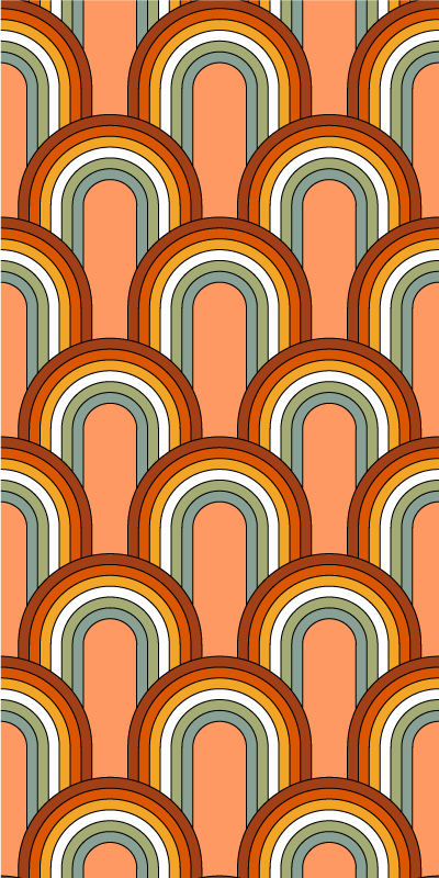 Orange vinyl tæppe med regnbue 70'er mønster - TenStickers