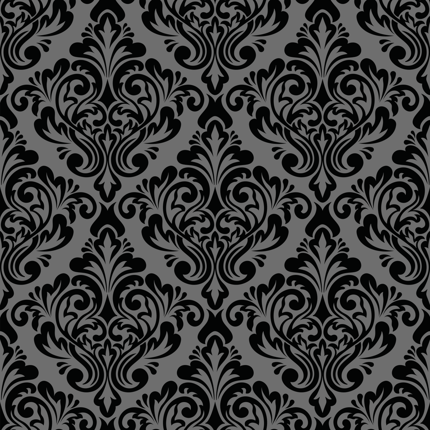 Sorte vinyl tæppe med vintage sort damask - TenStickers