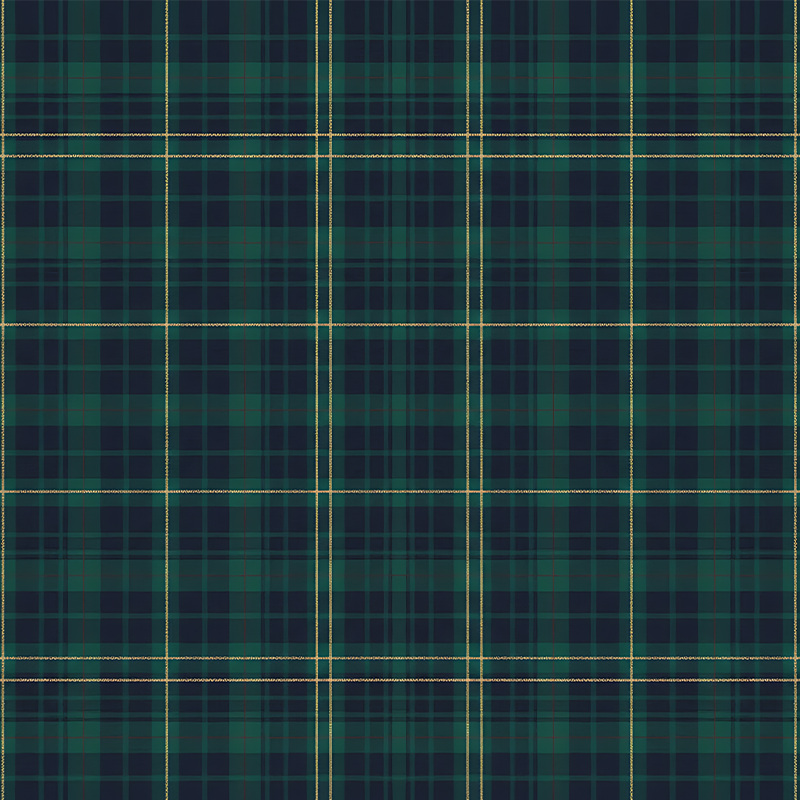 Grøn vinyl tæppe i mørkegrøn tartan - TenStickers