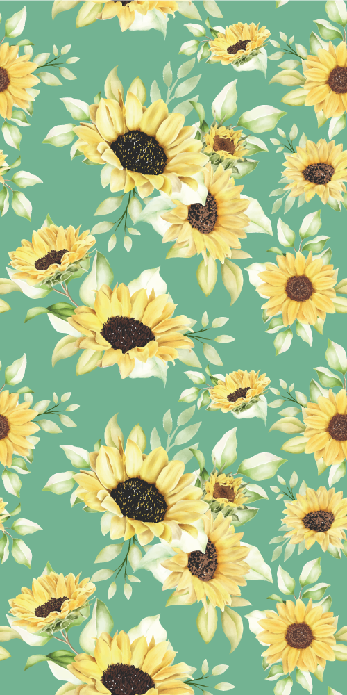 Grøn vinyl tæppe med blomster forårsmotiv - TenStickers