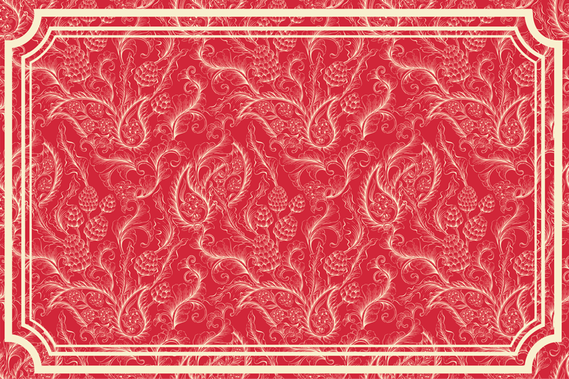 Rød vinyl tæppe med paisley illustration - TenStickers