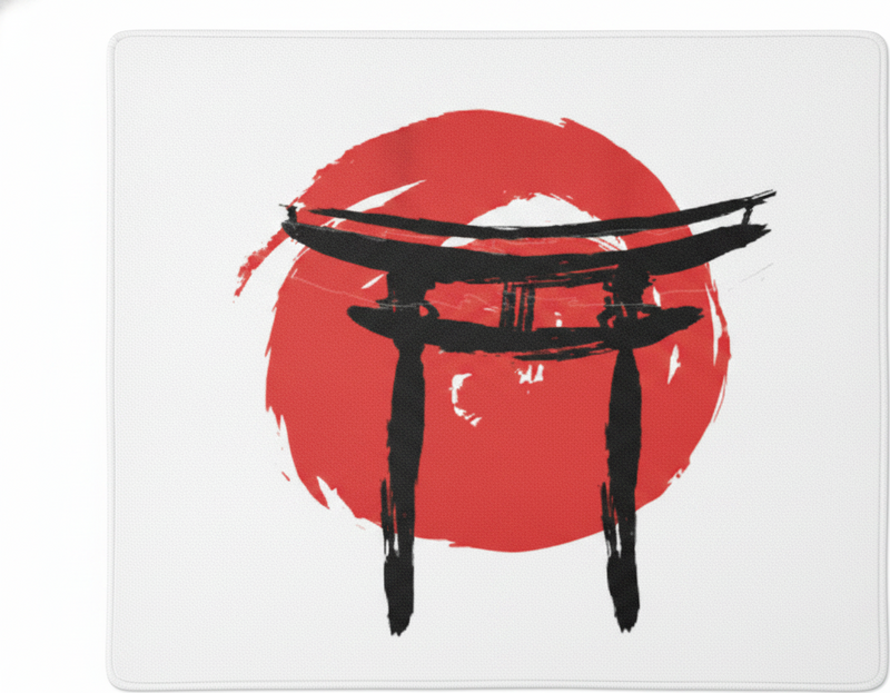 Rød vinyl tæppe med japansk malet port - TenStickers