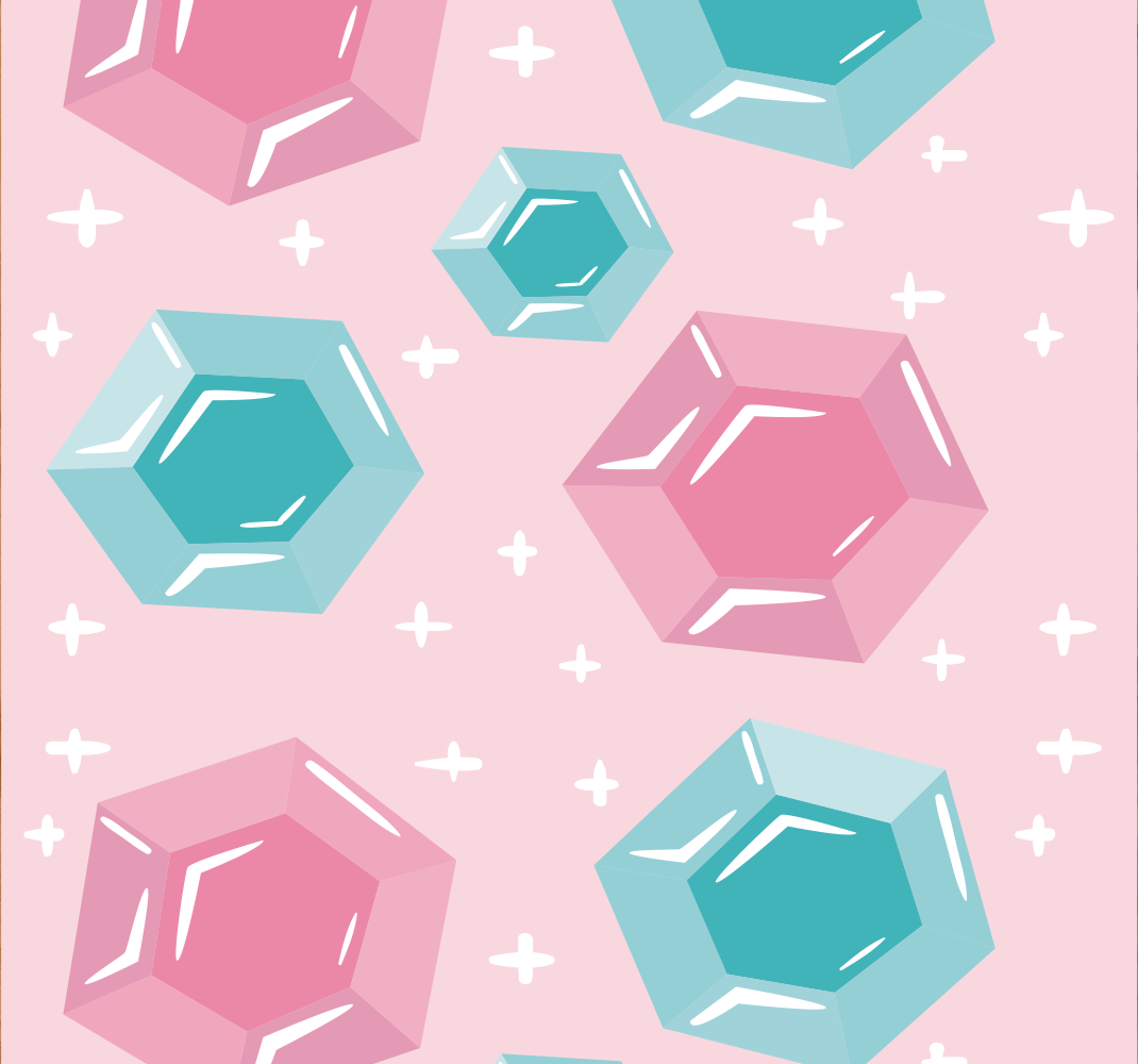 Lyserødt vinyl tæppe med geometriske juveler - TenStickers