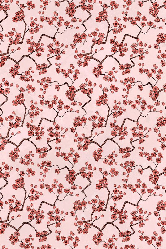 Lyserødt vinyl tæppe med kirsebærblomster - TenStickers
