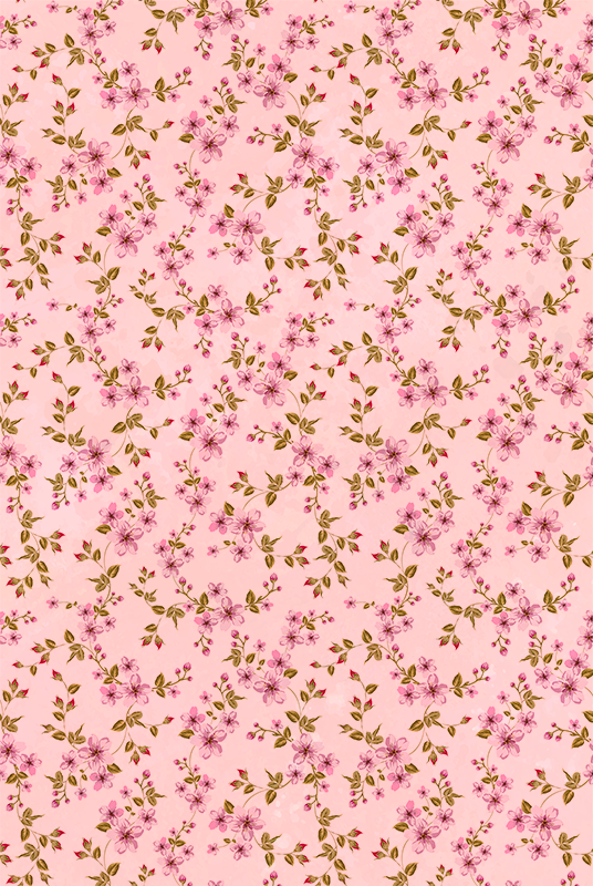 Lyserødt vinyl tæppe med akvarel pink blomster - TenStickers