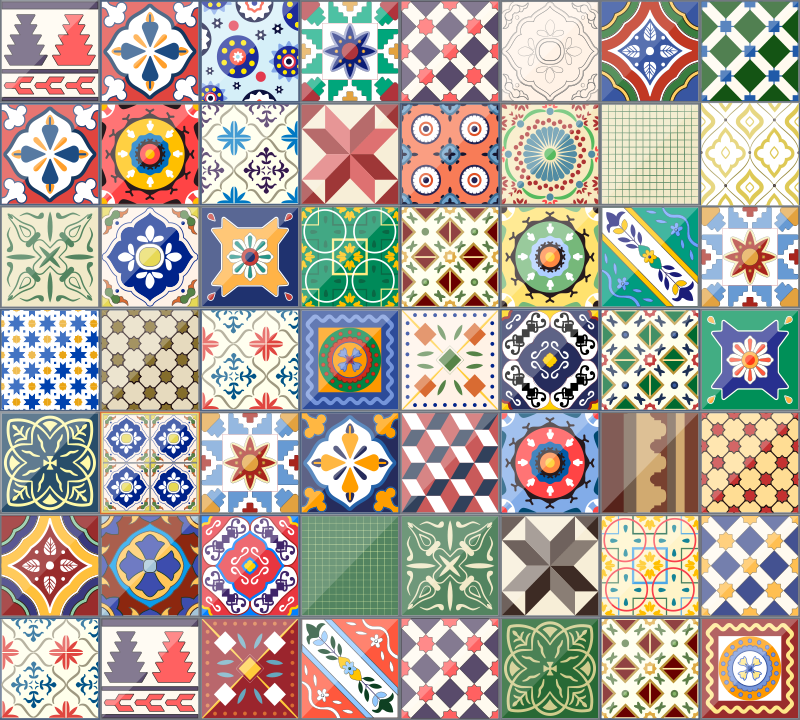 Originalt firkantet farverigt vinyltæppe - TenStickers