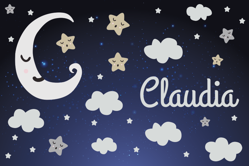 Fabelagtig måne og stjerner babyer vinyl tæppe - TenStickers