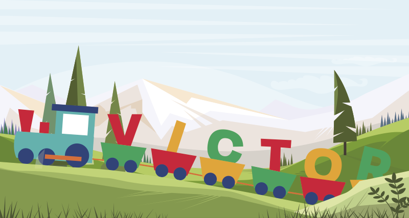 Vidunderlige personlige tog babyer vinyl tæppe - TenStickers