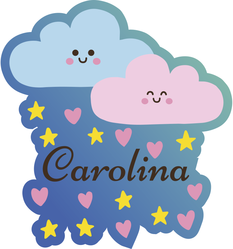 Personaliserbare skyer og stjerner vinyl tæppe - TenStickers