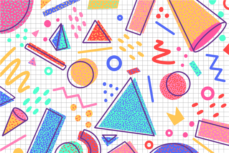 Geometrisk vinyl tæppe i retro memphis-stil - TenStickers