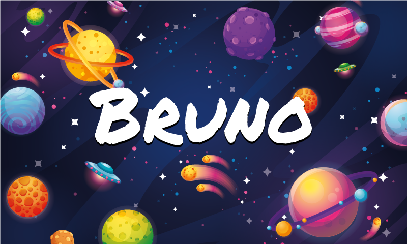 Univers og planeter vinyl tæppe med navn - TenStickers