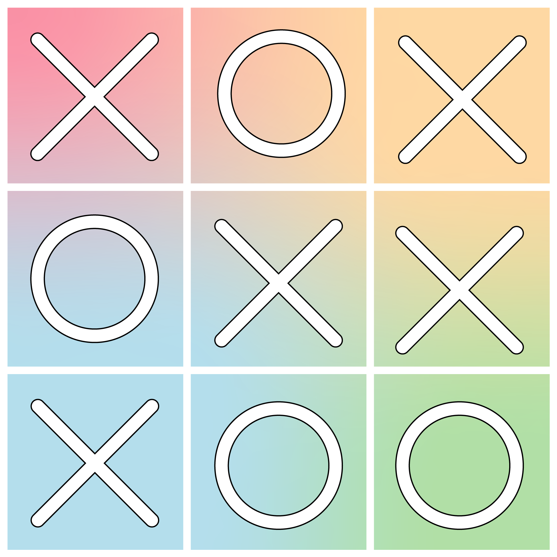 Tic tac toe vinyl tæppespil - TenStickers