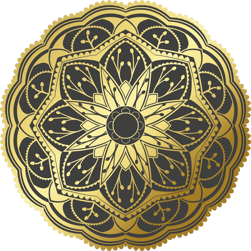 Gylden effekt blomster mandala vinyl tæppe - TenStickers