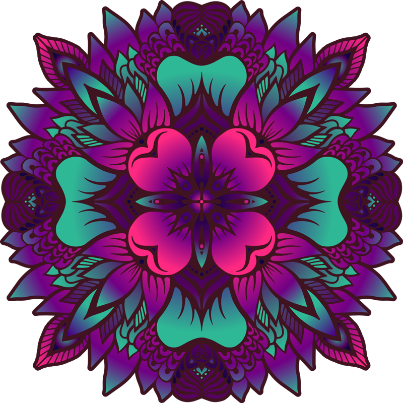 Blomster mandala lilla og lilla vinyl tæppe - TenStickers