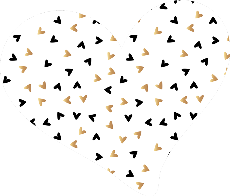 Gyldent og sort hjerte minimal vinyl tæppe - TenStickers