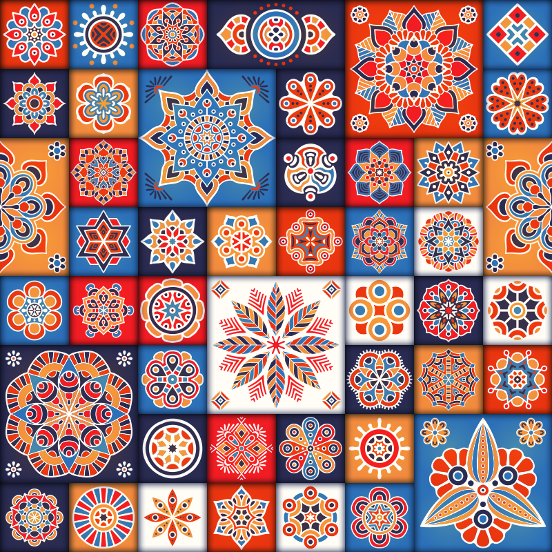 Fantastisk mosaikvinyltæppe med forskellige fliser - TenStickers