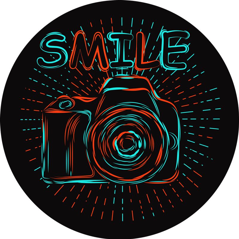 Retro kamera vinyl tæppe vintage stil - TenStickers