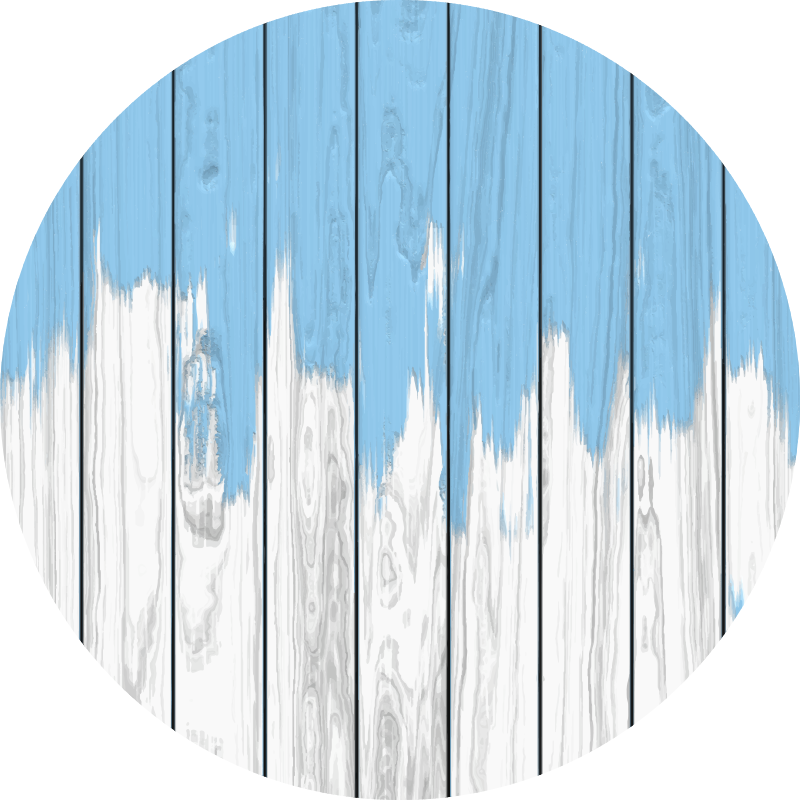 Rundt hvidt og blå trævinyltæppe - TenStickers