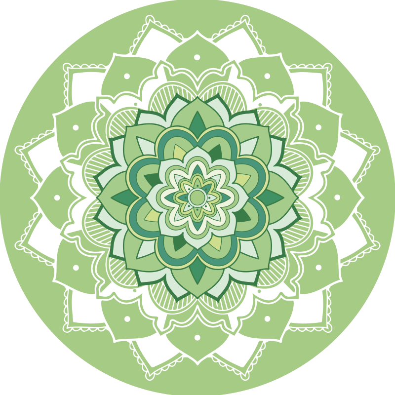 Grøn blomster mandala vinyl tæppe - TenStickers