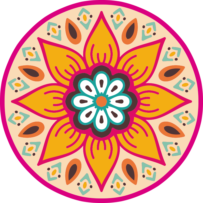 Smukke runde blomster mandala vinyl tæppe - TenStickers