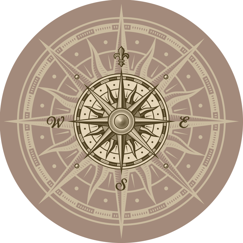 Vidunderligt rund vintage kompas vinyl tæppe - TenStickers