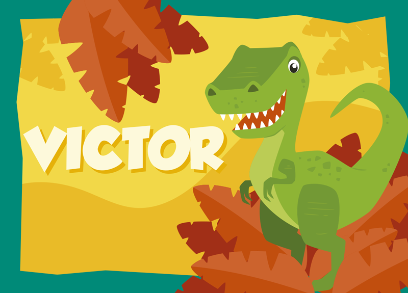 Dinosaur vinyl tæppe med navn - TenStickers