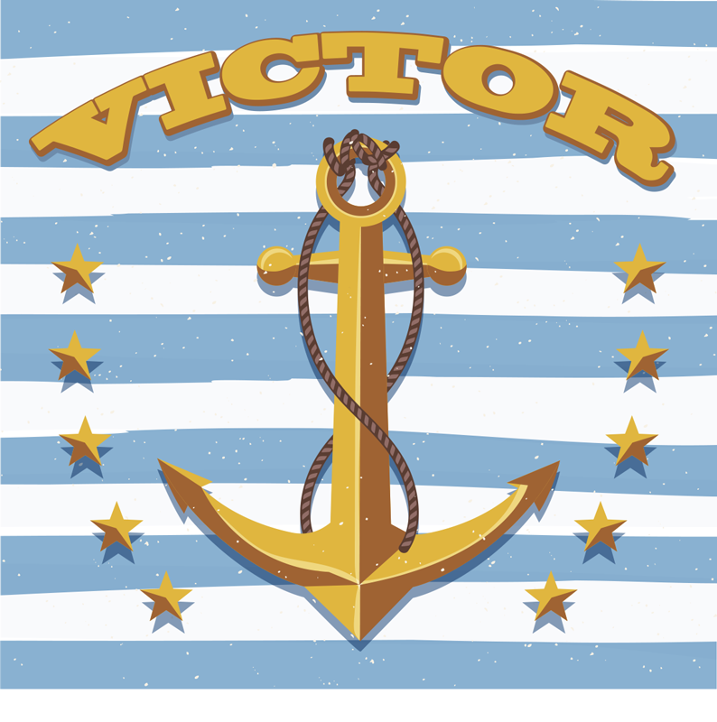 Personlig anker børne vinyl tæppe med navn - TenStickers