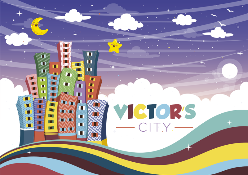 Storslået sød by vinyl tæppe med navn - TenStickers