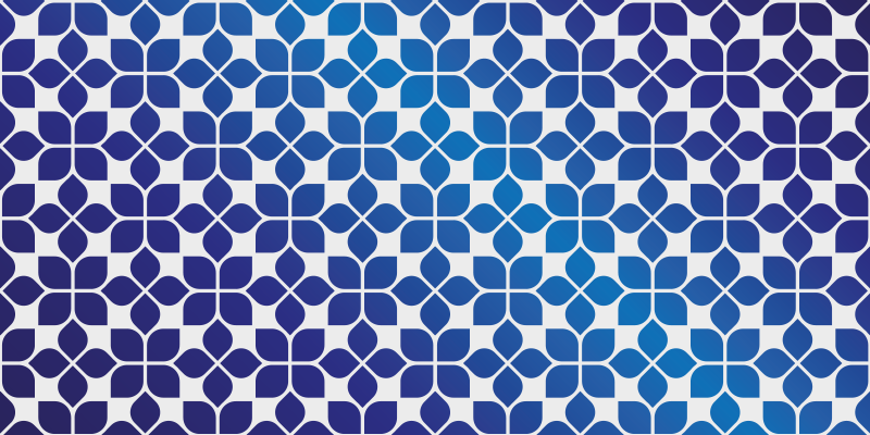 Blå blomster mosaik vinyl tæppe - TenStickers