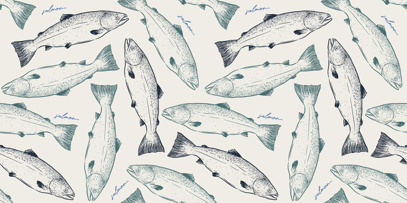 Fisk illustration vinyltæpper med dyr - TenStickers