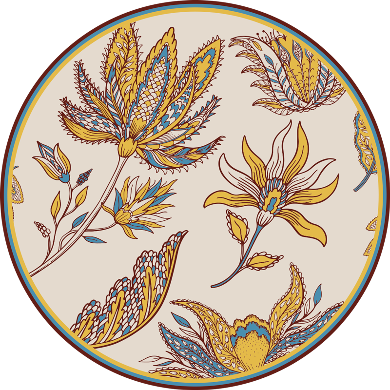 Udsmykket blomstret elegance Blomster og planter vinyltæppe - TenStickers