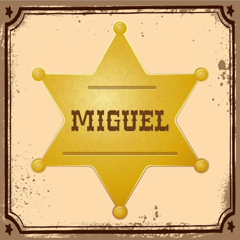 Sheriff badge med navn vinyl tæppe med navn - TenStickers