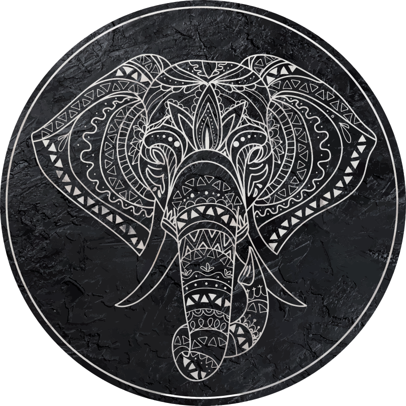 Mandala elefant mandala vinyl tæppe - TenStickers