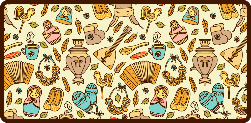 Russiske elementer mønster vintage tæppe - TenStickers