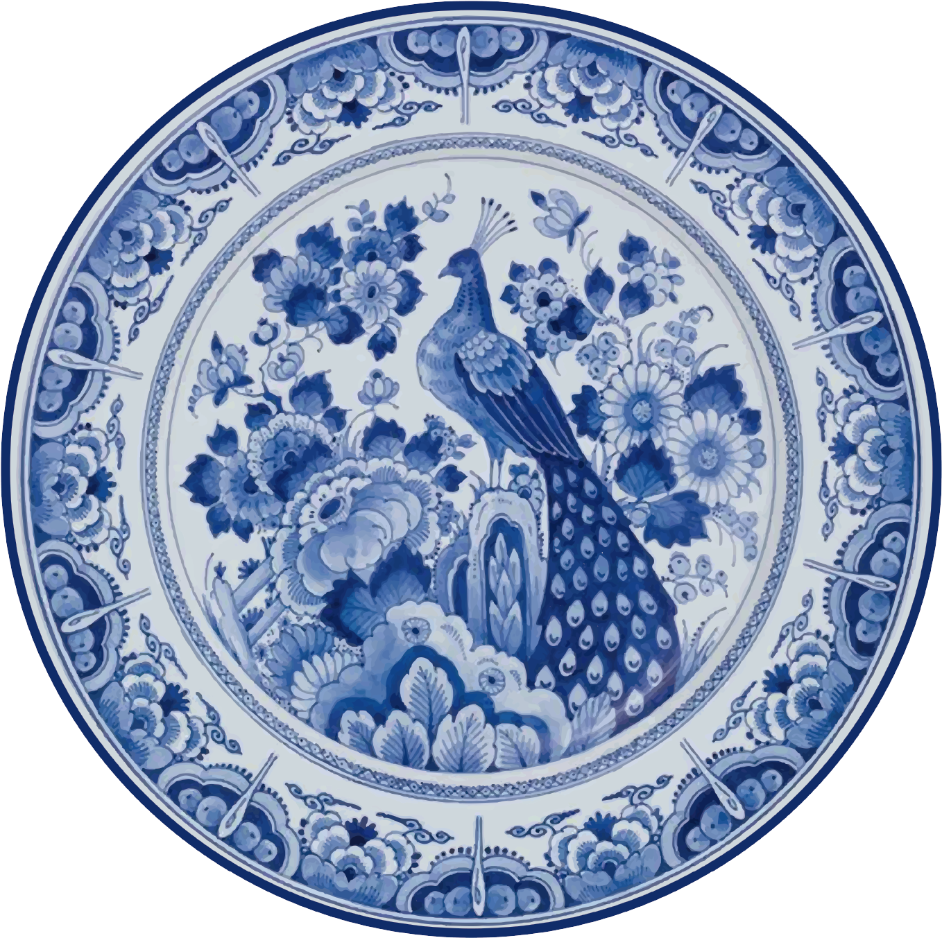 Delftware påfugl fliser tæppe - TenStickers