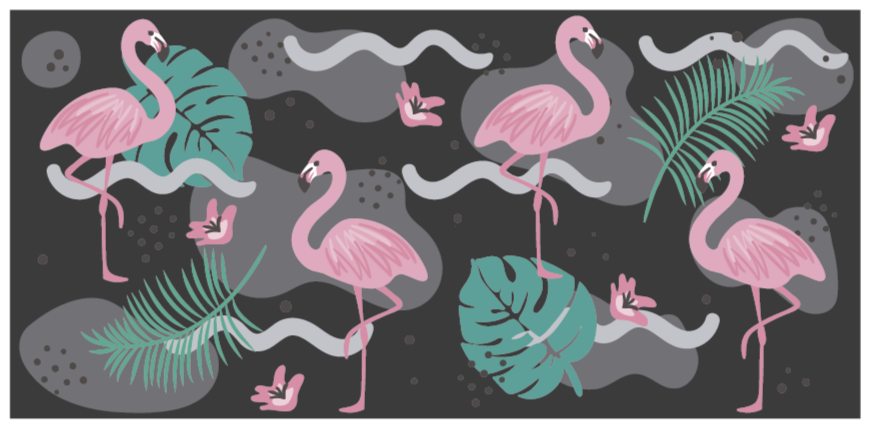 Sort og flamingoer dyre tæppe - TenStickers