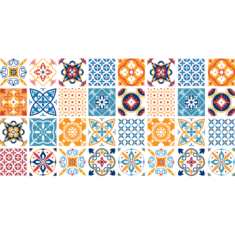 Håndmalede portugisiske fliser tæppe - TenStickers