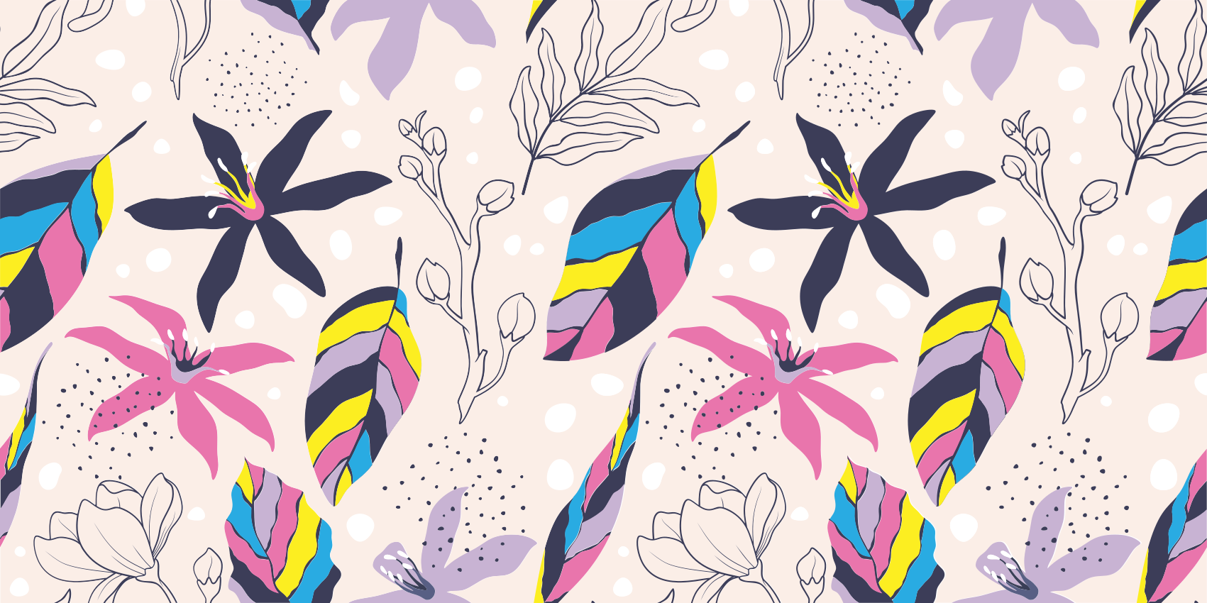 Blomsterfantasi Blomster og planter vinyltæppe - TenStickers