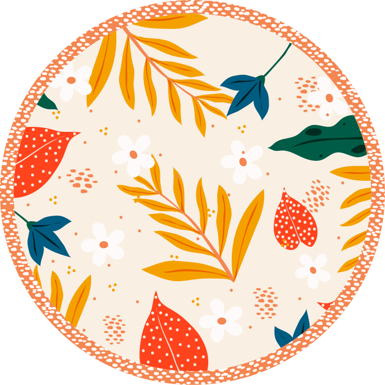 Efterårs botanisk mønster Blomster og planter vinyltæppe - TenStickers