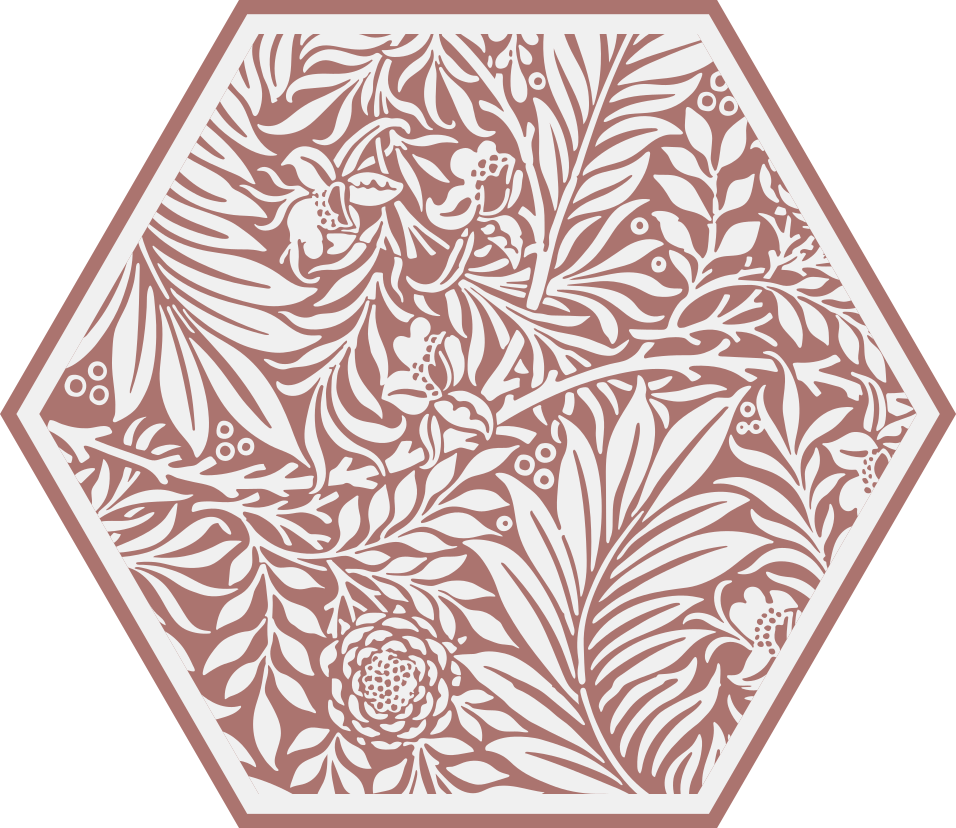 Blomstret symmetri sekskant Blomster og planter vinyltæppe - TenStickers