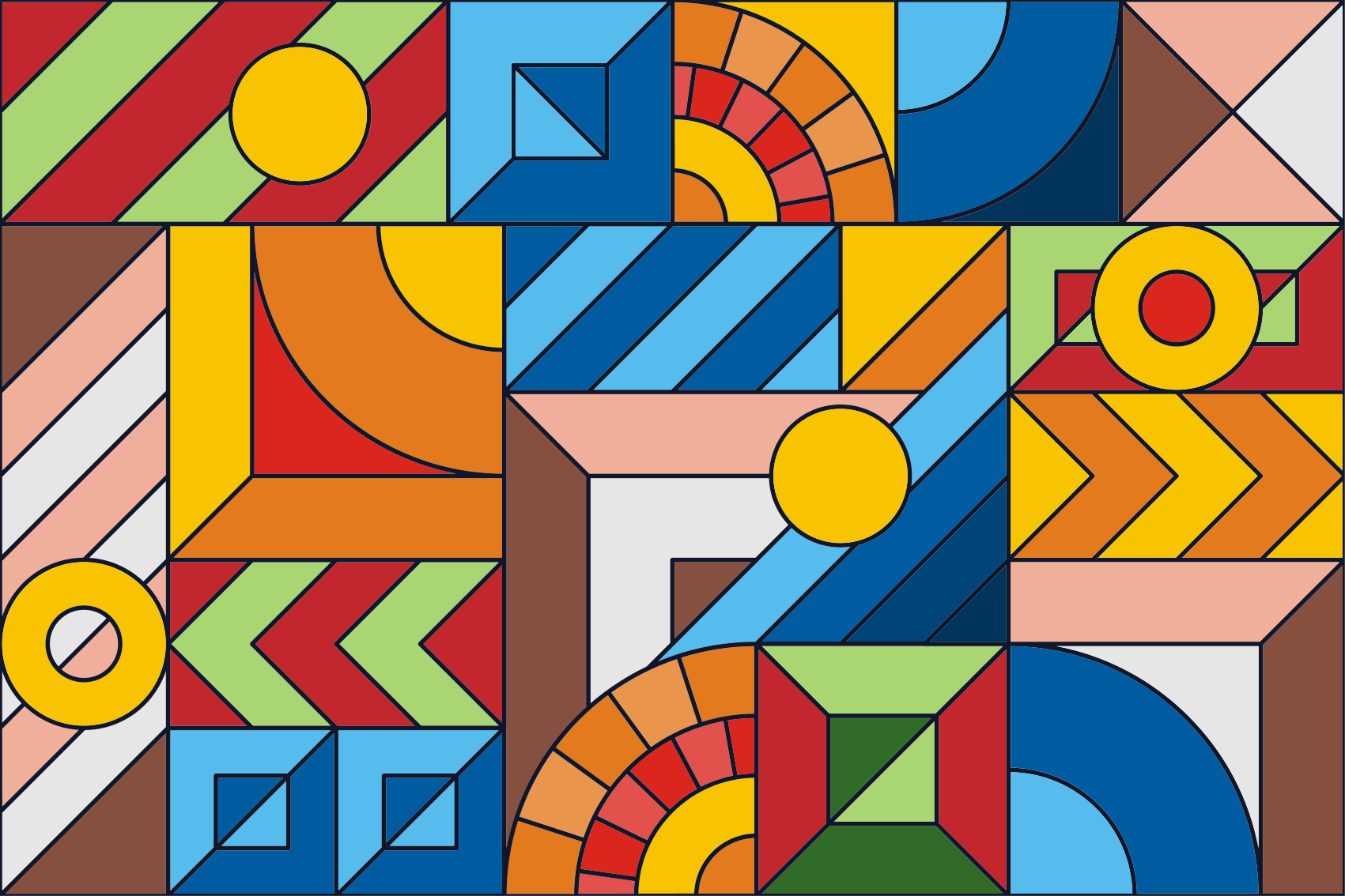 Farverige mosaik gulvfliser - TenStickers