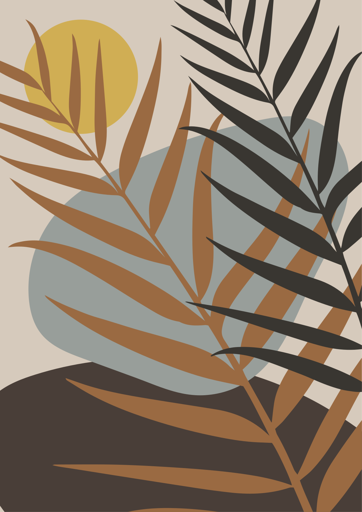 Botanisk solnedgang Blomster og planter vinyltæppe - TenStickers