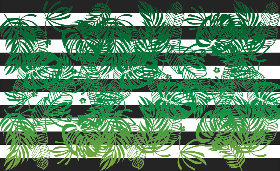 Stribet monstera plante natur vinyl tæppe - TenStickers