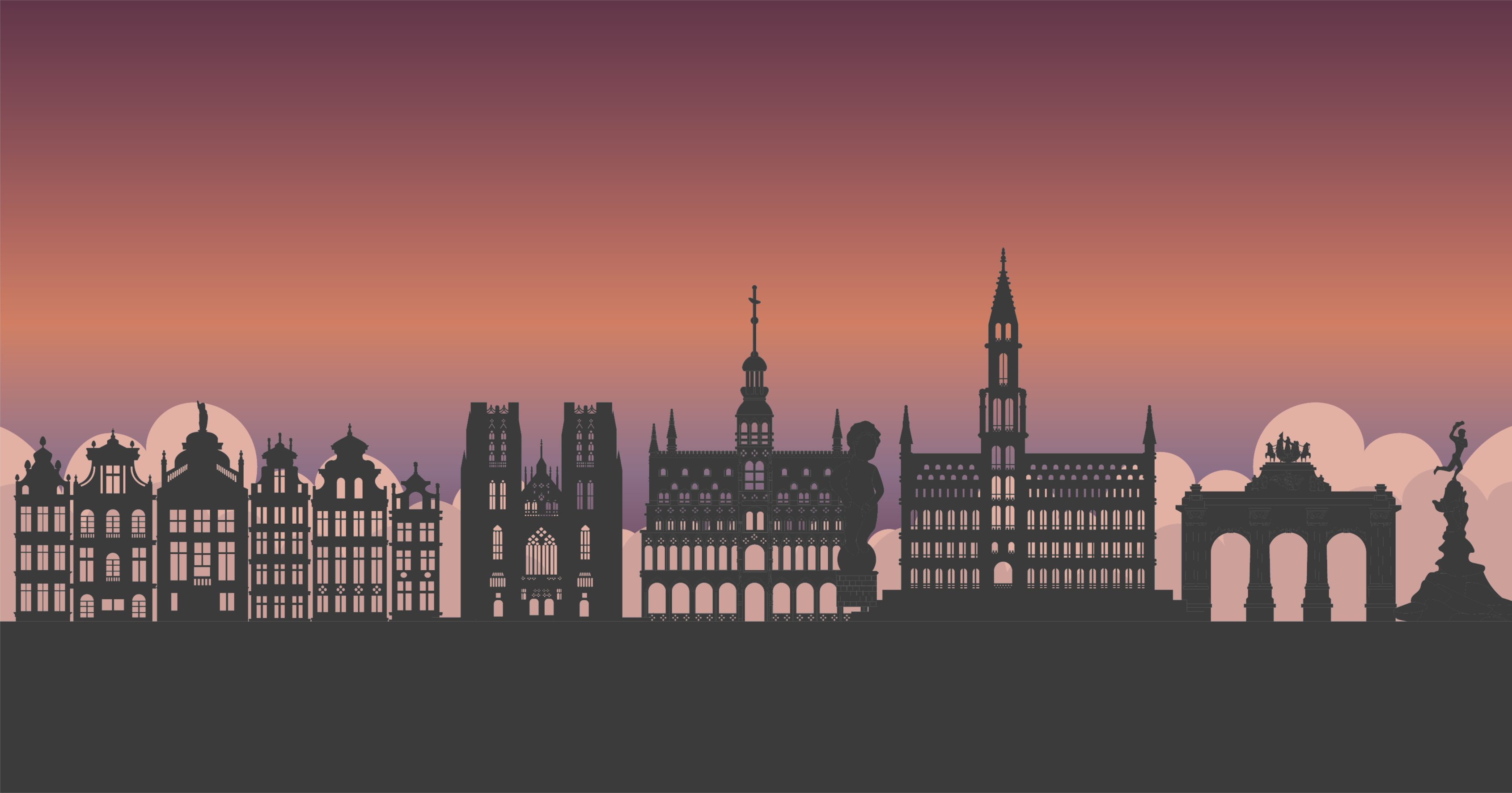 Silhuet skyline verdenskort vinyl tæppe - TenStickers