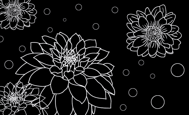 Kontrast med blomsterkonturer Blomster og planter vinyltæppe - TenStickers