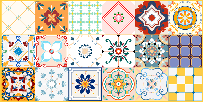 Flere farverige gulvtæppetæpper - TenStickers