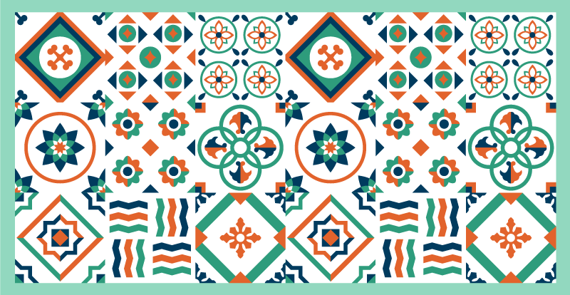 Forskellige farverige fliser mønster fliser tæppe - TenStickers