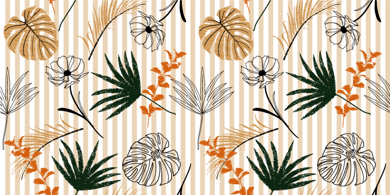 Botanisk tema Blomster og planter vinyltæppe - TenStickers